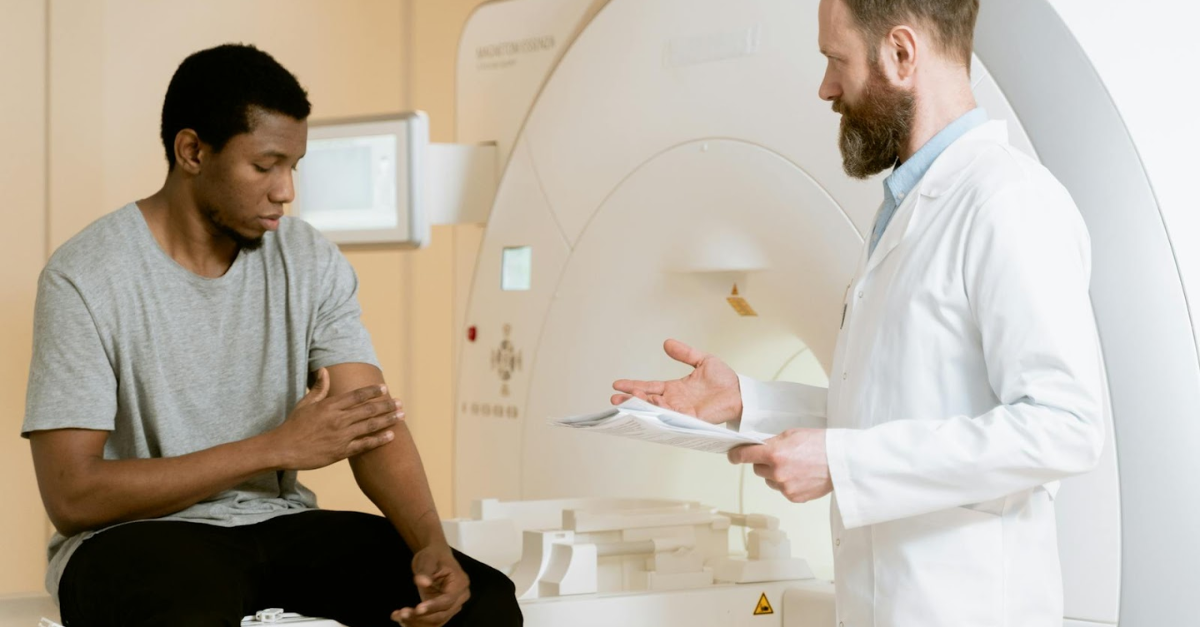 doctor instructing patient on sick leave