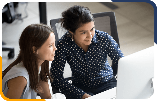 Two professionals discussing payroll services