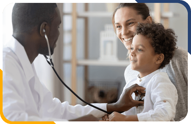Doctor giving family a health checkup