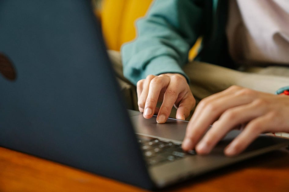 typing using a laptop